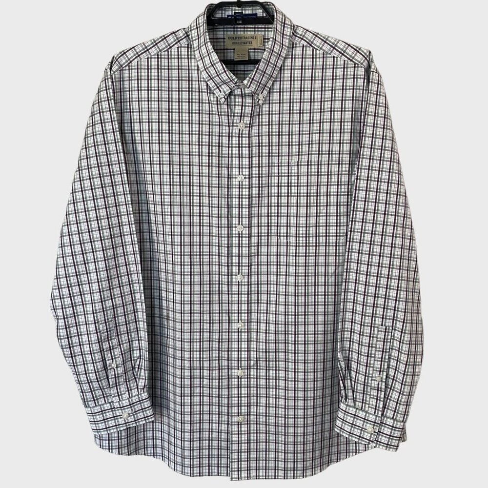Duluth Trading Co. Wrinklefighter Relaxed Fit Button-Down Shirt White Men's XLT